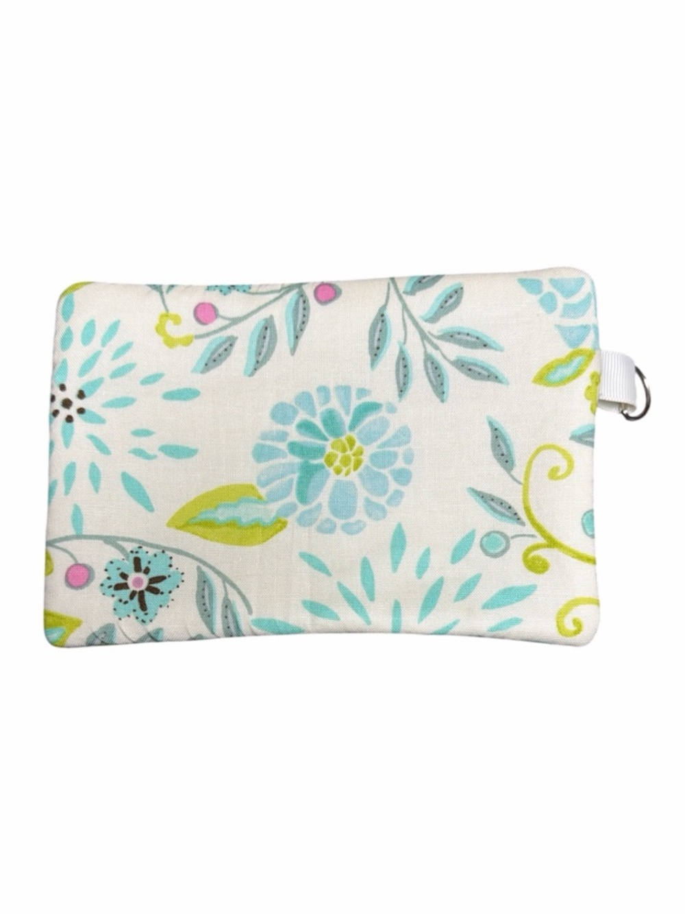 Hand Crafted Zipper Pouch Floral Blue and Green Zipper Wallet - Picture 5 of 11